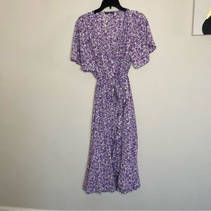 Bloomchic floral ruffle faux wrap dress